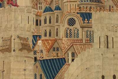 Tapet som viser erobringene av kong Alfonso V av Portugal (Conquistas de Alfonso V de Portugal), Tournai. Detalj. (Ull og silke) av Flemish School