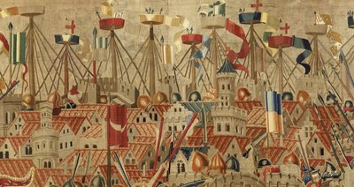 Tapet som viser erobringene av kong Alfonso V av Portugal av Flemish School