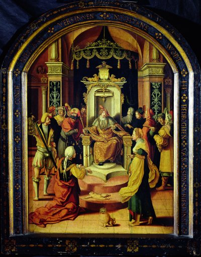 Salomos dom (olje på panel) av Flemish School