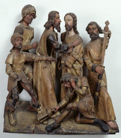 The Kiss of Judas, fra Antwerpen (polykromt tre) av Flemish School