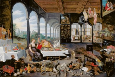 The Sense Of Taste (olje på tre) av Flemish School