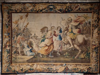 Katedralen (Catedral de Santa María de Sigüenza). Katedralsamlingen. flamsk billedvev. Romas historie (?). Signert: “BB D EGGERMANS. Ian Le Clerc, D Eggermans”. Brussel. Begynner på 1600-tallet. av Flemish School