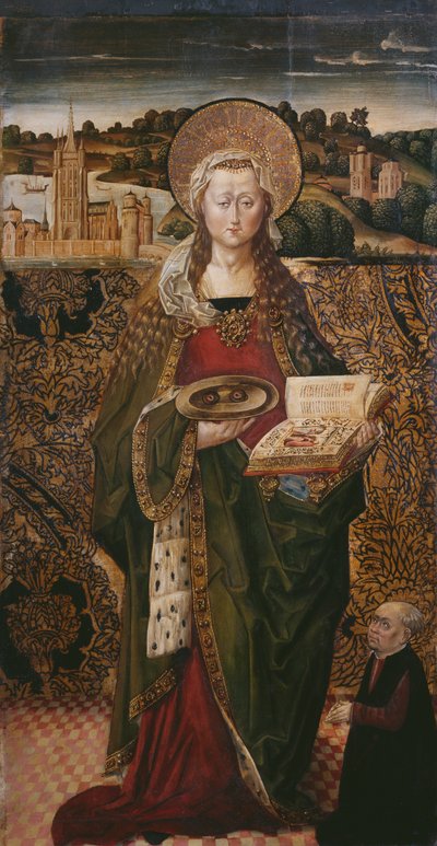 Triptych, St. Lucy, venstre panel (se også 345909, 345911) av Flemish School