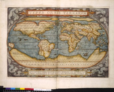 Verdenskart, Theatrum Orbis Terrarum, av Abraham Ortelius av Flemish School