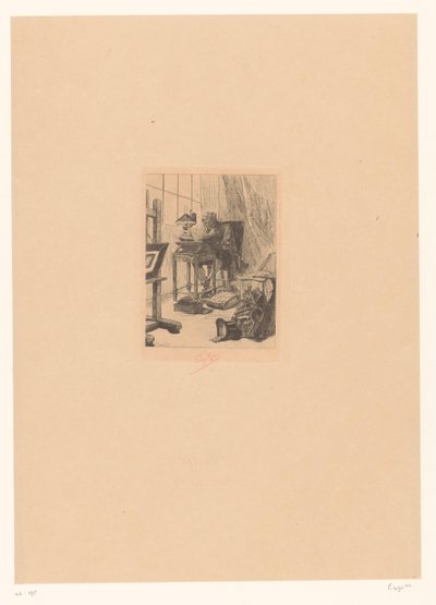 Oude man lest in een studeerkamer Moderne kunst Lese grimoire Bibliophile fra tidligere av Félicien Rops (signed by artist)