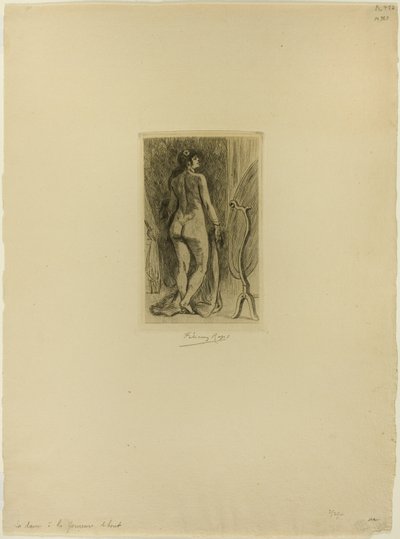 Stående kvinne med pels av Félicien Rops