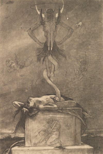 The Sacrifice, fra The Satanic Ones, ca. 1882., ca. 1882. av Félicien Rops
