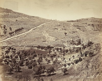 Panoramautsikt over Cedrondalen eller Josafat, i utkanten av Jerusalem av Félix Bonfils