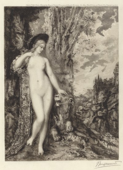 Den amorøse løven av Félix Bracquemond, after Gustave Moreau