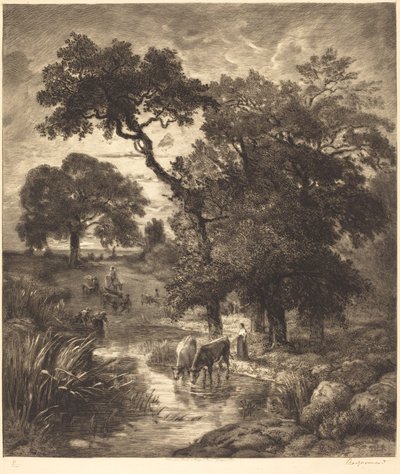 Kveld av Félix Bracquemond after Théodore Rousseau