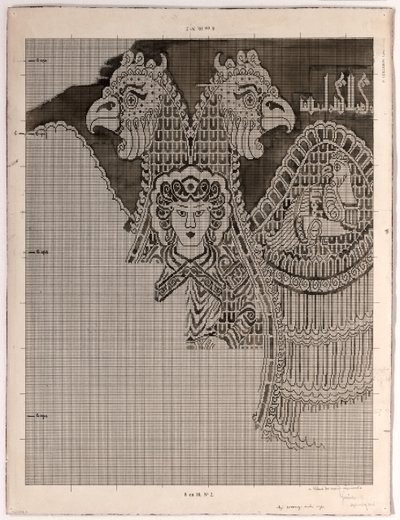 Skjematiske tegninger av Buyid Silk (1962.264) av Félix Guichert