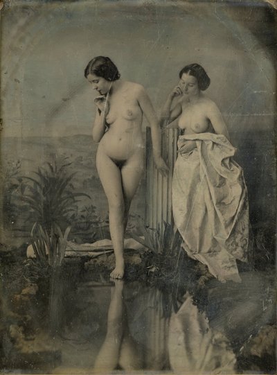 The Bathers - naken studie for en billedkomposisjon av Félix Jacques Moulin