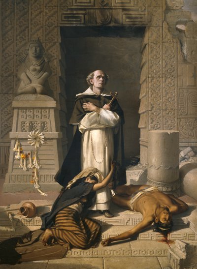 Friar Bartolome de Las Casas Defender of the Indians (olje på lerret) av Félix Parra
