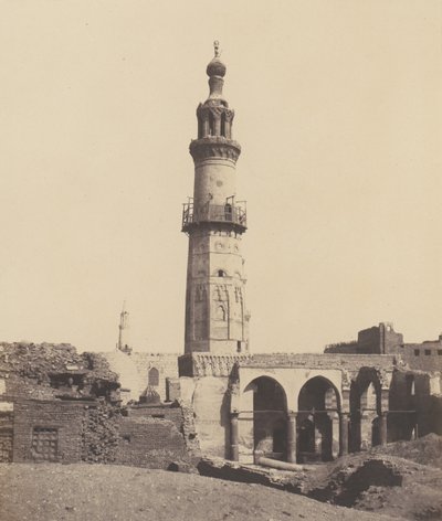 Djirdjeh, moske i ruiner på kanten av Nilen, 1851-52, trykt 1853-54. av Félix Teynard