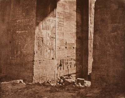 Første pylon - fransk inskripsjon skåret på den østlige forfanget ved punkt H, øya Fila (Philae) av Félix Teynard
