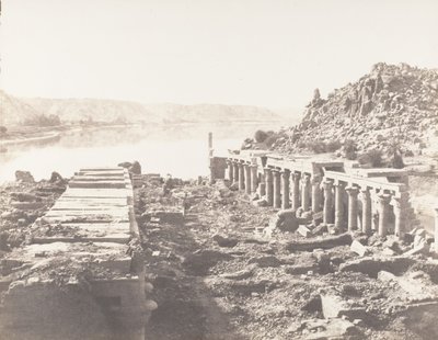 Island of Fileh Philæ, generelt syn tatt fra punkt I, på plattformen..., 1851-52, trykt 1853-54. av Félix Teynard