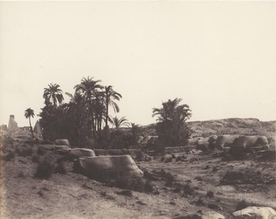 Karnak Theben, Avenue of Sphinxes - Generelt syn tatt fra punkt G, 1851-52, trykt 1853-54. av Félix Teynard