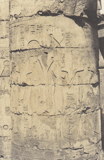Karnak Theben, Palace - Hypostyle Hall - Central Colonnade - Dekor..., 1851-52, trykt 1853-54. av Félix Teynard