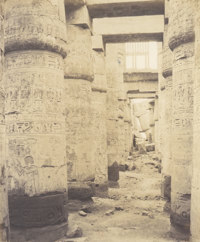 Karnak Theben, Palace - Hypostyle Hall - Vindu og hovedsteder i ..., 1851-52, trykt 1853-54. av Félix Teynard