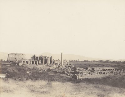 Karnak Theben, generell utsikt over ruinene tatt fra sørøst, i T, 1851-52, trykt 1853-54. av Félix Teynard