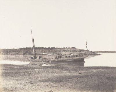 Louksor, Petit Bras du Nile - Voyageurs Barque, 1851-52, trykt 1853-54. av Félix Teynard