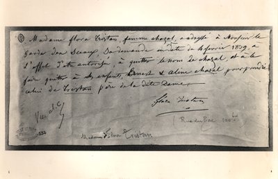 Autografert brev fra Flora Tristan (1803-44) til den franske justisministeren, som ber om skilsmisse, 4. februar 1839 av Flora Tristan