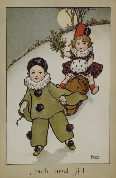 Jack og Jill, viktoriansk kort av Florence Hardy