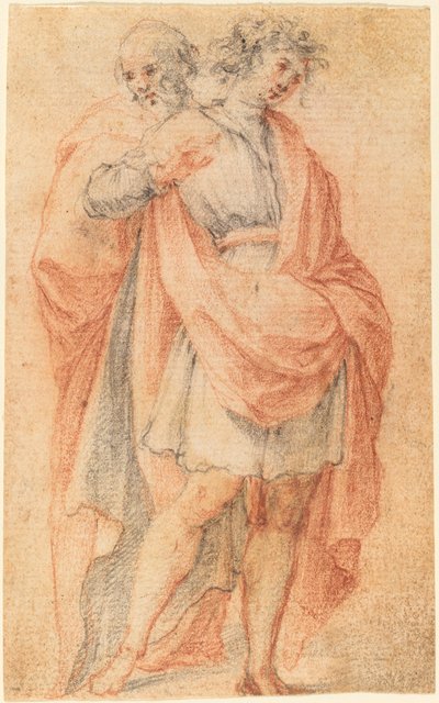 To mannsfigurer: En ungdom og en gammel mann av Florentine 17th Century