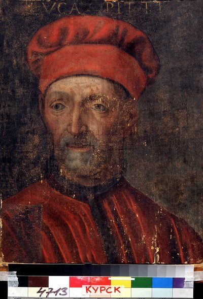 ""Portrett av den velstående florentinske bankmannen Luca Pitti (1394-1472)"" Han ga navnet sitt til Pitti palazzo) Maleri av den florentinske skolen fra begynnelsen av det 16. århundre Regional Deineka Art Gallery, Kursk Russland av Florentine School