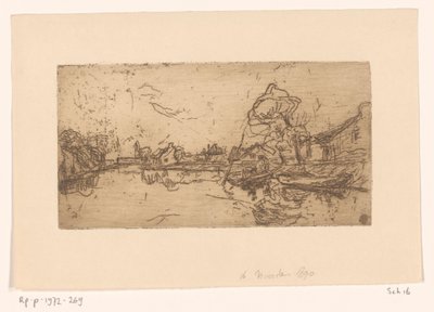 Elveutsikt med figurer i en båt nord (originaltittel) av Floris Verster