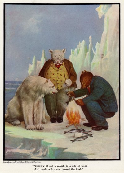 Teddy - B satte en fyrstikk til en vedhaug og gjorde opp bål og lagde maten av Floyd V. Campbell
