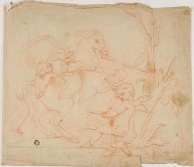 Putto Skyting mot Putto til hest av Follower of Charles Le Brun