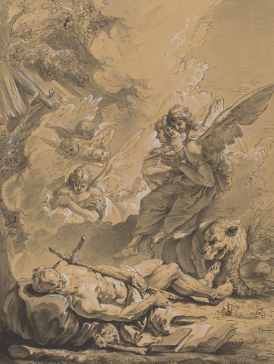 Saint Hieronymus død av Follower of Francesco Fontebasso