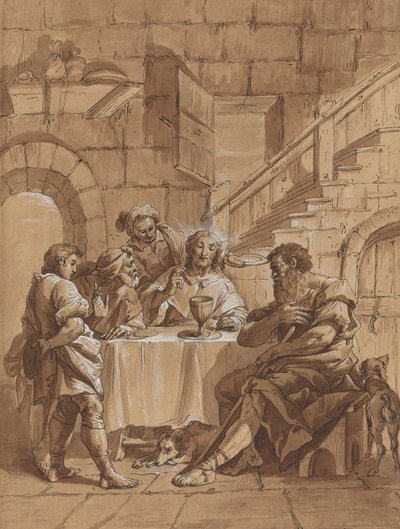 Kveldsmat på Emmaus av Follower of Francesco Fontebasso