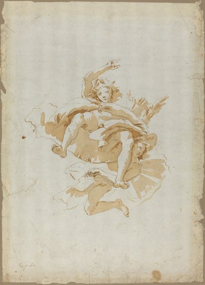 Tegning for en takfresco av Follower of Giovanni Battista Tiepolo
