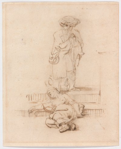 Kopi etter levitten og den krenkede kvinnen av Follower of Rembrandt van Rijn