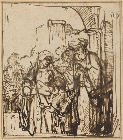 Avskjedigelsen av Hagar av Follower of Rembrandt van Rijn