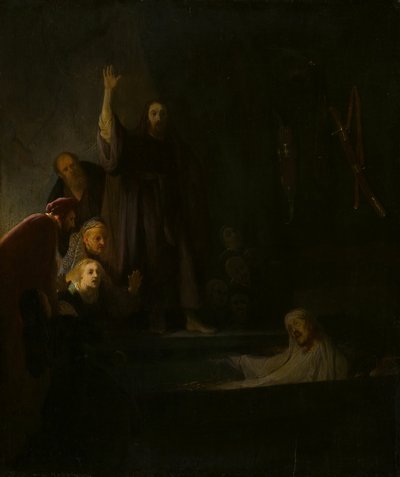Oppreisningen av Lasarus av Follower of Rembrandt van Rijn