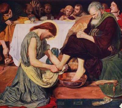 Jesus Kristus vasker Peters føtter (farge litho) av Ford Madox (after) Brown