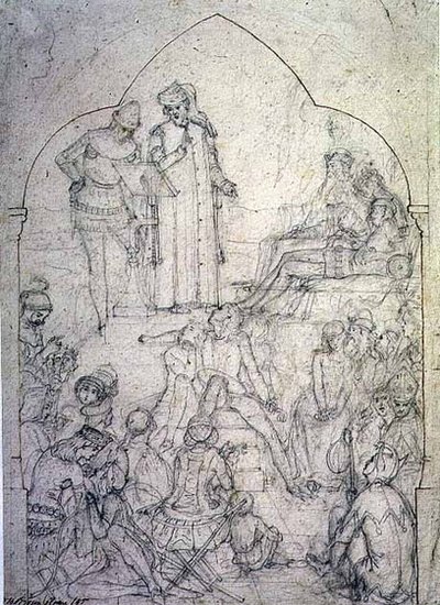 Chaucer ved domstolen til Edward III - Studie, 1845 av Ford Madox Brown
