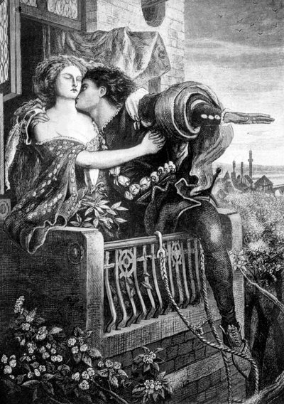 Scene fra Shakespeares Romeo og Julie, ca 1860-tallet av Ford Madox Brown