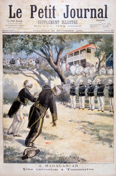 Henrettelse ved skytegruppe i Tananarive, Antananarivo, Madagaskar, 1896 av Fortuné Méaulle