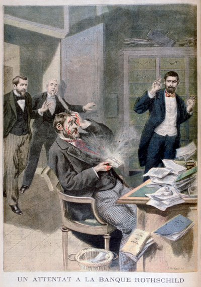 Eksplosjon av en brevbombe sendt til Baron Alphonse de Rothschild, 1895 av Fortuné Méaulle