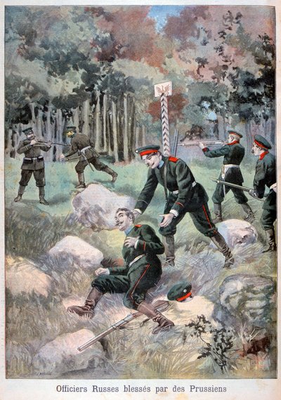 Russisk offiser såret av prøysserne, russisk grense, 1898 av Fortuné Méaulle
