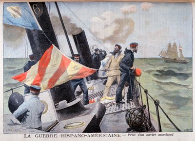 Fangsten av et handelsfartøy, spansk-amerikansk krig, 1898 av Fortuné Méaulle
