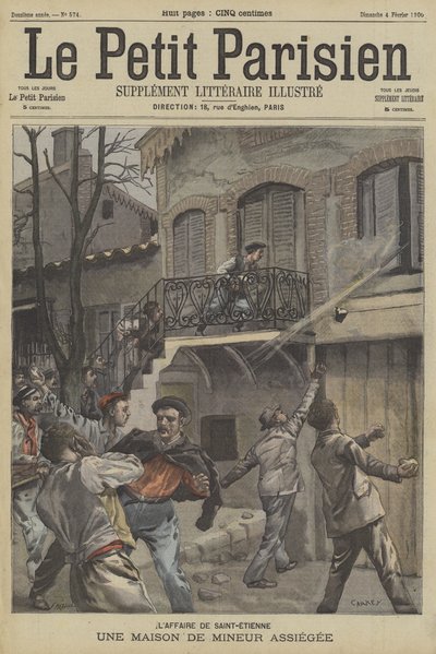 Et gruvearbeiderhus under beleiring i St Etienne, Frankrike av Fortune Louis Meaulle