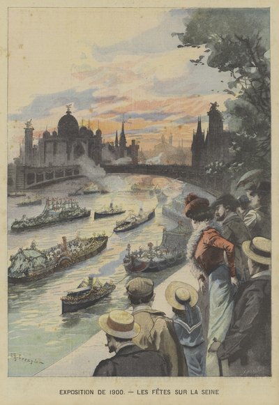 Flytende karneval på elven Seinen under Exposition Universelle i 1900 i Paris av Fortune Louis Meaulle