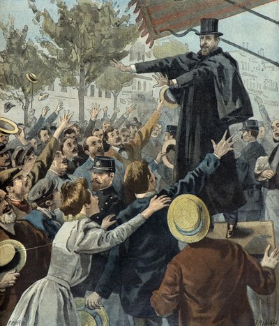 Paul Deroulede under en demonstrasjon i Paris i 1898 (gravering) av Fortune Louis Meaulle