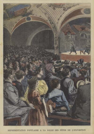 Populær forestilling i Festival Hall of the Exposition Universelle 1900, Paris av Fortune Louis Meaulle