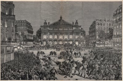 Opptøyer i Paris som protesterte mot fremføringen av Richard Wagners "" Lohengrin"" på Palais Garnier 1891 - Demonstrasjon patriotique, place de l